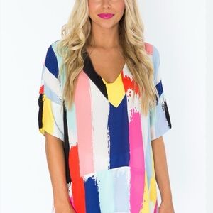 CROSBY by Mollie Burch Suzie Multicolor Surf Shack V-Neck Top